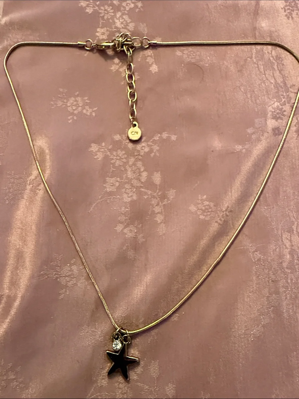Gold Star Pendant Necklace with Crystal Accent
